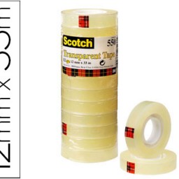 12 cintas adhesivas Scotch 550 transparente 12mm.x33m.