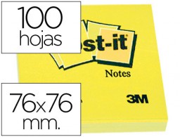 Bloc de 100 notas adhesivas Post-it 654 76x76mm. amarillas