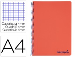 Cuaderno espiral Liderpapel Wonder A4 tapa plástico 80h 90g c/5mm. color rojo