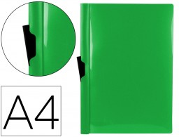 Carpeta dossier pinza lateral Liderpapel A4 polipropileno verde translúcido 60 hojas