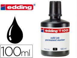 Tinta rotulador edding T-100 negra frasco de 100ml.