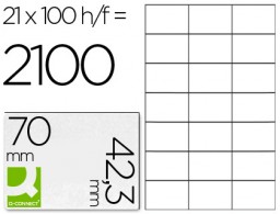 CJ100 hojas A4 2100 etiquetas adhesivas Q-Connect 70x42,3mm.  ILC