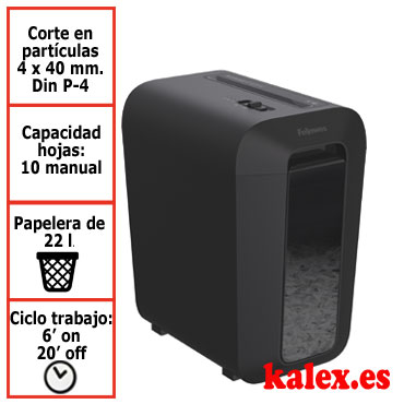 Destructora papel Fellowes LX65 negra uso moderado 4400701