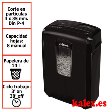 Destructora papel Fellowes 8CD negra uso moderado &4692101