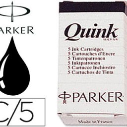 5 cartuchos tinta estilográfica Parker negra
