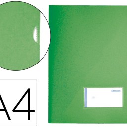 BL29 Carpeta dossier uñero Liderpapel A4 verde manzana solapa y tarjetero 300 g/m²
