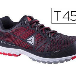 Zapatos de seguridad de poliuretano y malla negro y rojo talla 45