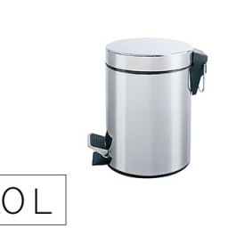 Papelera metálica cromada con pedal Q-Connect 20 l.