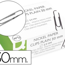 Clips niquelados Q-Connect nº1,5 30 mm caja de 100