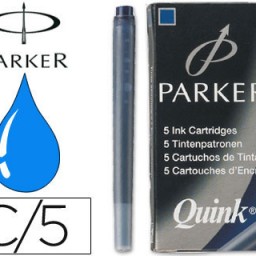 5 cartuchos tinta estilográfica Parker azul permanente
