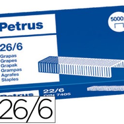 Caja 5.000 grapas Petrus nº 26/6 cobreadas