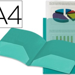 Carpeta dossier 2 bolsillos Liderpapel A4 polipropileno verde transparente
