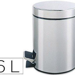 Papelera metálica cromada con pedal Q-Connect 6 l.