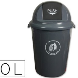 Papelera contenedor Q-Connect plástico gris con tapa balancín 80 l.