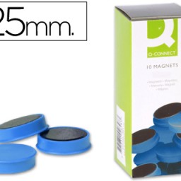 KF02640 10 imanes Q-Connect para pizarra ø25mm. azul