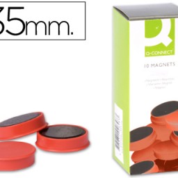 KF02648 10 imanes Q-Connect para pizarra ø35mm. rojo