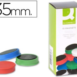 10 imanes Q-Connect para pizarra ø35mm. colores surtidos