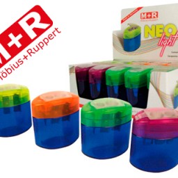 9020050 Sacapuntas M+R plástico translúcido con depósito 2 orificios