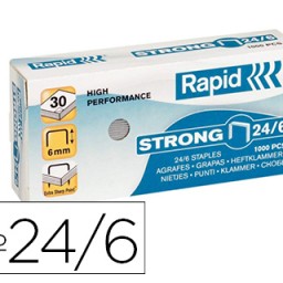 Caja 1.000 grapas Rapid nº 24/6 galvanizadas strong