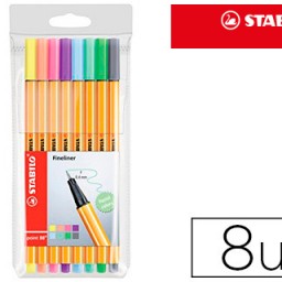 8 rotuladores Stabilo Point 88 colores pastel surtidos