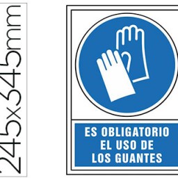 Pictograma PVC 245x345mm. ES OBLIGATORIO EL USO DE LOS GUANTES