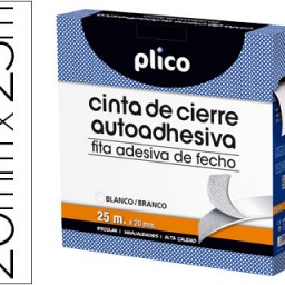 Rollo de cinta velcro adhesiva Plico color blanco 20mm.x25m.