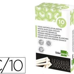 TZ09 10 tizas antipolvo Liderpapel blancas