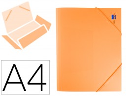 Carpeta de gomas Liderpapel A4 3 solapas polipropileno naranja flúor