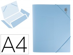 Carpeta de gomas Liderpapel A4 3 solapas polipropileno celeste