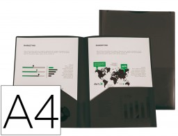 Carpeta dossier 2 bolsillos Liderpapel A4 polipropileno negro