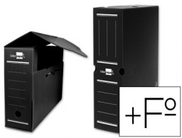 Caja archivo definitivo Liderpapel Folio prolongado plástico negro