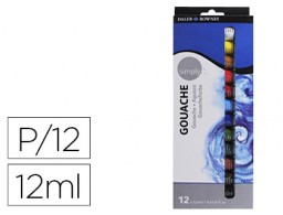 12 tubos 12 ml. pintura gouache Daler Rowney Simply colores surtidos
