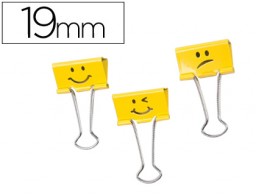 20 pinzas metálicas Rapesco reversibles emojis 19mm. amarillo