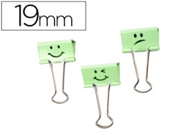 80 pinzas metálicas Rapesco reversibles 19mm. sonrisas verdes