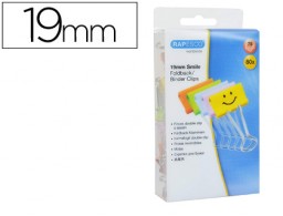 80 pinzas metálicas Rapesco reversibles 19mm. sonrisas colores surtidos