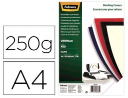 CJ100 tapas encuadernacióm Fellowes Din A-4 cartón brillo rojo 250 g/m²
