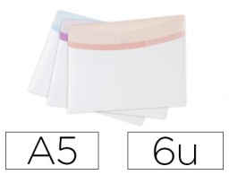 5 carpetas sobre con velcro Tarifold A5 polipropileno colores pastel