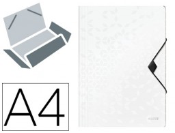 Carpeta de gomas Leitz A4 3 solapas polipropileno blanco
