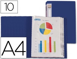 Carpeta con 10 fundas personalizable Liderpapel A4 polipropileno azul
