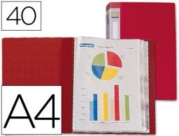 Carpeta con 40 fundas personalizable Liderpapel A4 polipropileno rojo