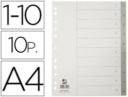 Juego de 10 separadores numéricos Q-Connect A4 PVC gris