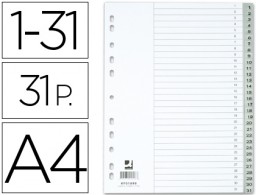 Juego de 31 separadores numéricos Q-Connect A4 PVC gris