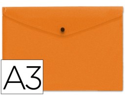 Carpeta sobre con broche Liderpapel A3 polipropileno naranja transparente serie frosty