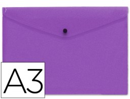 Carpeta sobre con broche Liderpapel A3 polipropileno violeta transparente serie frosty
