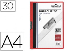 Carpeta dossier pinza lateral Durable roja 30 hojas