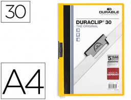 Carpeta dossier pinza lateral Durable amarilla 30 hojas