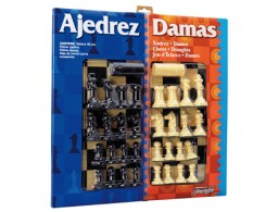 Juego ajedrez y damas tablero grande 41x40x4,6cm.