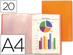 Carpeta con 20 fundas Liderpapel A4 polipropileno naranja translúcido