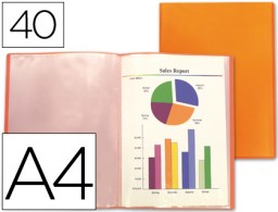 Carpeta con 40 fundas Liderpapel A4 polipropileno naranja translúcido