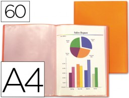 Carpeta con 60 fundas Liderpapel A4 polipropileno naranja translúcido